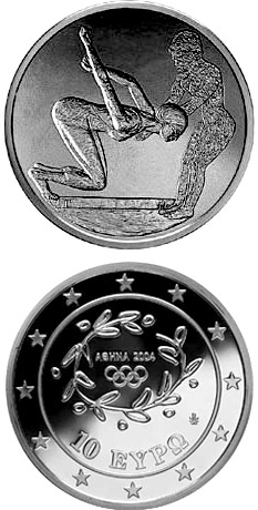Olympische Zomerspelen Zwemmen 10 euro Griekenland 2003 Proof